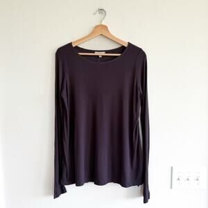 Anthropologie Bordeaux Ribbed Pleated Back Long Sleeve Blouse Purple S NWT